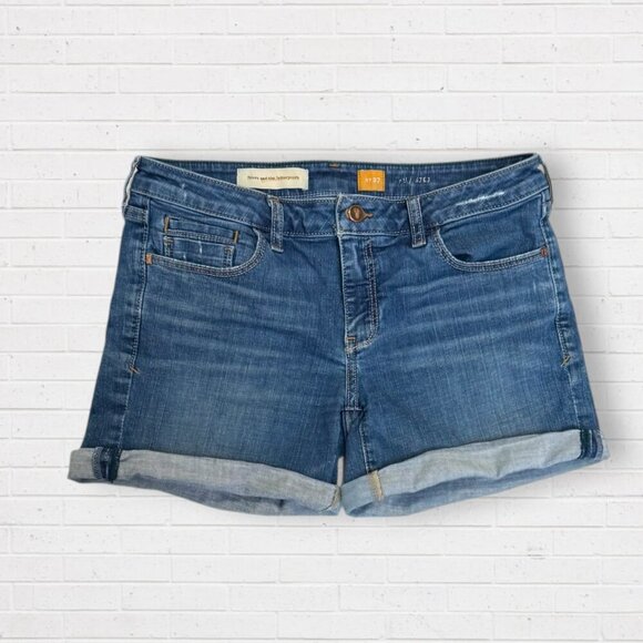 Pilcro and The Letterpress SJEJ Distressed Cuffed Stretch Denim Jeans Shorts 27 - Picture 1 of 7